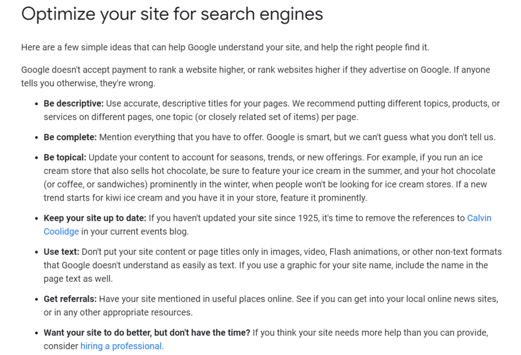 Optimize your site for search engines